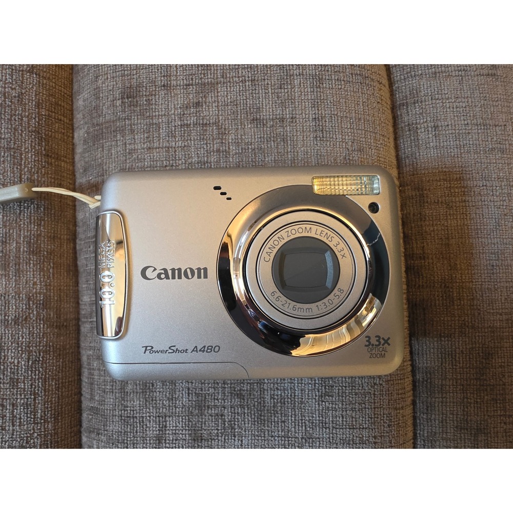 Canon PowerShot A480 Silver 10.0MP Digital Camera Bundle w/ Box, Cords, SD Card - Picture 4 of 6
